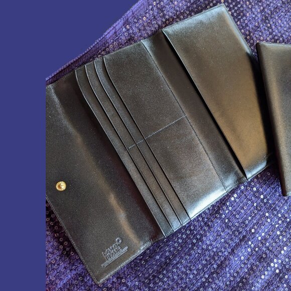 2-Piece Montblanc Unisex Long Wallet/Clutch: 4 Bill Slots, 6CC, Coin Case - Picture 3 of 16